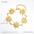 Golden sun motif stainless steel chain bracelet with pearl pendant and lobster clasp - Spiral Sun Pearl Bracelet (SL41190) / 18K Gold Plated