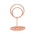 Elegant rose gold peacock round metal business card holder with spiral base - Rose Gold