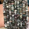 Natural moss agate abacus beads strands with green and red speckled stone texture - Tree Agate / 5*8mm (approx. 73 pcs/strand)