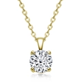 Elegant 925 silver necklace with a 1 carat round moissanite pendant in golden finish - 1 ct / Gold