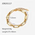 Bracelet chaîne trombone doré en acier inoxydable avec fermoir mousqueton et extension - Chaîne à Maillons Trombone 7.15mm