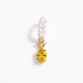 Detailed view of a gold pineapple pendant with yellow gemstone and white pearls - Pendant-Pineapple