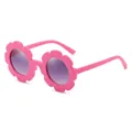 Pink flower-shaped kids sunglasses with purple gradient lenses for UV protection - Kids / C13 Matte Pink Frame Grey Lens