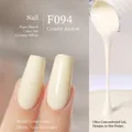 Creamy apricot plant-based nail polish F094 in matte and glossy finish textures - F094 Milky Apricot