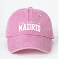 Berretto da baseball in cotone lavato rosa con stampa Madrid e cinturino regolabile - Regolabile / Rosa