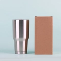 Silver 30oz stainless steel insulated tumbler with matching kraft paper gift box - Natural