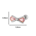 Silver titanium steel bow stud earring with pink and white crystal stones - 2# Silver (Pink Zirconia)
