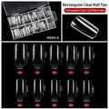 Clear long full cover nail tips, 120 pieces set in box, professional nail art extension - Short Ballerina Transparent Style (H094-6)