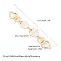 Golden heart buckle extension chain with white strawberry charms for handbags - Gold Heart Buckle - White Strawberry