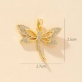 Detailed view of dragonfly pendant dimensions 2.5cm by 2.7cm with zircon stones - Style G