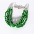 Three-layer green pearl pet collar with metallic silver OT buckle for small dogs and cats - Green