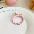 Pink high-elasticity wavy hair tie with knot decor for kids hair styling - Pink