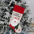 Christmas stocking with Santa Claus design, burlap material, 46cm height for tree hanging - Santa Claus / Red Cuff / Large / M2-13 Large Santa Style