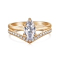 Rose gold S925 sterling silver marquise cut zircon double layer ring set for women - US 7 / Double Layer Marquise / Rose Gold