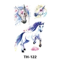 Waterproof temporary tattoo featuring watercolor blue and purple horses and stars design - Th-122 / 210*148mm