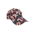 Baseball cap with red and blue tie-dye floral print shown from a side front angle - One Size Adjustable / 16# (Red Blue Chrysanthemum Print)