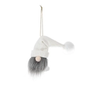 Gnomo di Natale con cappello bianco a maglia e barba di peluche grigia decorazione - A forma di campana / Bianco