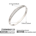 Bracciale in acciaio inossidabile 316L argento con micro-pave di zirconi e chiusura da 5,9 cm - Color Acciaio