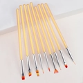 Detailed set of 9 nail art brushes with gradient bristles and gold glitter handles - 9 Pieces Set / Aurora Yellow (9Pcs Set)
