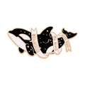 Killer whale enamel pin with Be Proud Of Who You Are text in black and white finish - BE PROUD Orca Style (C2363-1)