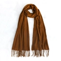 Soft faux cashmere scarf in classic brown finish featuring elegant tassel edge design - Dark Coffee