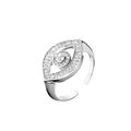 Silberner Evil Eye Ring mit funkelnden mikroverzierten Zirkonia-Kristallen - Marquise Pave Zirkonia Evil Eye Offener Stil (4) / Silber