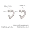Detailed technical diagram of silver heart earrings with 2.64cm and 2.0cm measurements - Silver Heart Style (YYE023360-P)