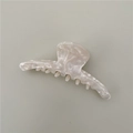 Medium acetate hair claw clip in pearlescent white marble for elegant updos - Slim Bar / Ivory White Slim Bar