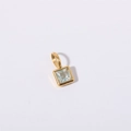 Square light blue gemstone pendant in gold stainless steel setting for DIY necklaces - March Heart Pendant - Gold