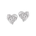 S925 Sterling Silber Herzohrstecker mit strukturierter Optik und Zirkonia im Birnenschliff - 925 Sterlingsilber / Platin Weiß Zirkonia