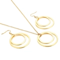 Golden geometric jewelry set with interlocking circle pendant necklace and stud earrings - Hook Earrings Style (KS137901-Z)