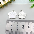 Silver dog paw print charm with white enamel filling for DIY jewelry making - White Cat Paw (16.5x17.5mm)