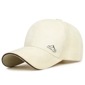 Berretto da baseball beige in cotone con grafica di montagna e bordo marrone scuro - Regolabile / Beige