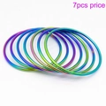 7pcs minimalist rainbow iridescent stainless steel thin stackable bangles set - Rainbow/Iridescent (Set of 7) / 68*3mm