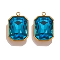 Pendentif en cristal bleu rectangulaire avec cadre en acier inoxydable doré pour bijoux - Type B Bleu Ciel