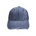 Detalle de gorra de béisbol en denim azul lavado con tejido desgastado y malla transpirable - Adulto / Azul Marino
