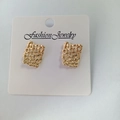 Retro 18K gold plated stainless steel stud earrings with unique woven mesh design - Hollow Mesh / 18K Gold