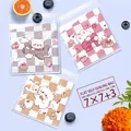 Set of cute cartoon checkered self-adhesive treat bags featuring bears and rabbits - 3-in-1 Animal Style / 7x7+3cm (Approx. 100pcs)