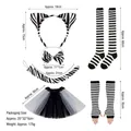 6-piece zebra costume set with headband, skirt, and socks for Halloween cosplay - 6pcs Zebra Set (Cotton Ears + Sleeves + Socks + Skirt)