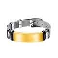 Braided steel mesh bracelet with golden center plate and adjustable buckle strap - KZ105 Gold (Silicone Material)