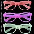 Gafas luminosas en rosa, violeta y cian para fiestas con detalles de tamaño - Cuadrado / Marco Cuadrado Rosa Claro