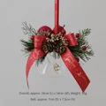 Christmas glass bell ornament with red ribbon, pine cones and festive berries - Red Ribbon Pine Cone Apple Style (K)