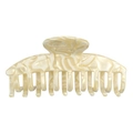 Detalle de una pinza de pelo de acetato jaspeado beige con diseño clásico de dientes curvos - Blanco Roto