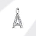 Silver letter A pendant with sparkling zircons for personalized jewelry necklaces - White Gold (Letter A)