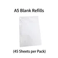 A5-navulpapier voor 6-ringsmap, transparant PP-materiaal, 45 blanco vellen per verpakking - A5 Navulling 45 Vel / Blanco Wit
