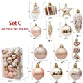 Set di 29 decorazioni natalizie tipo C in rosa e oro con vari ciondoli appesi - Set da 29 Pezzi Champagne (Modello C)