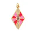 Rhombus enamel pendant in red and pink with crystal inlay and gold plating - M036032-E-Red Mixed (Rhombus)