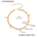 Detail eines zweischichtigen Gold-Edelstahlarmbands mit Zirkon und Karabinerverschluss - Gold Zweischichtiges Zirkon Armband (E145) / 16+5cm