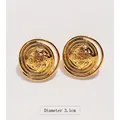 Vintage Rundohrringe in Gold mit 3,1 cm Durchmesser und elegantem Reliefmuster - Gold (768)
