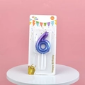 Blue and purple galaxy gradient number 6 birthday candle with glitter in retail packaging - Number 6 / Purple To Blue Gradient